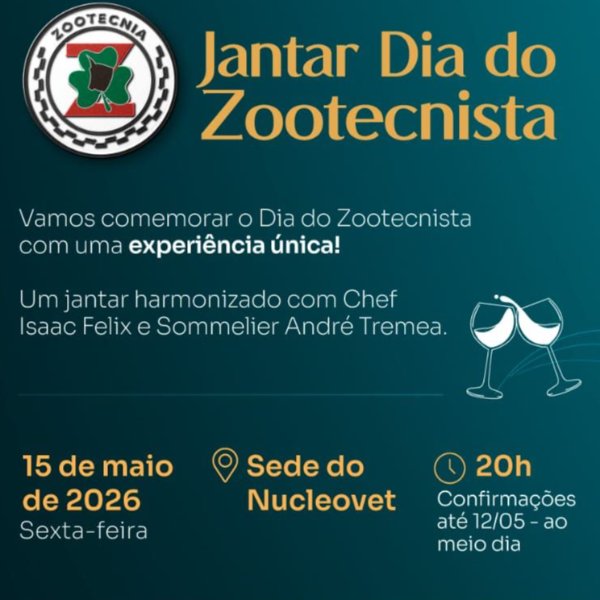 Nucleovet promove jantar harmonizado para celebrar o Dia do Zootecnista