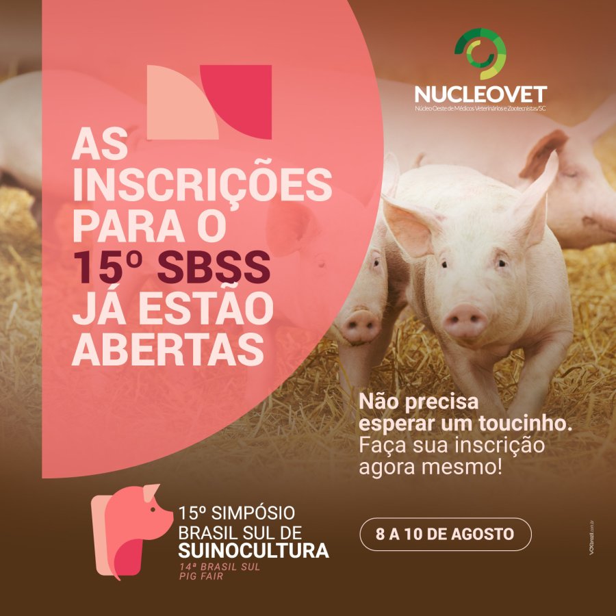  15&ordm; Simp&oacute;sio Brasil Sul de Suinocultura est&aacute; com inscri&ccedil;&otilde;es abertas! 