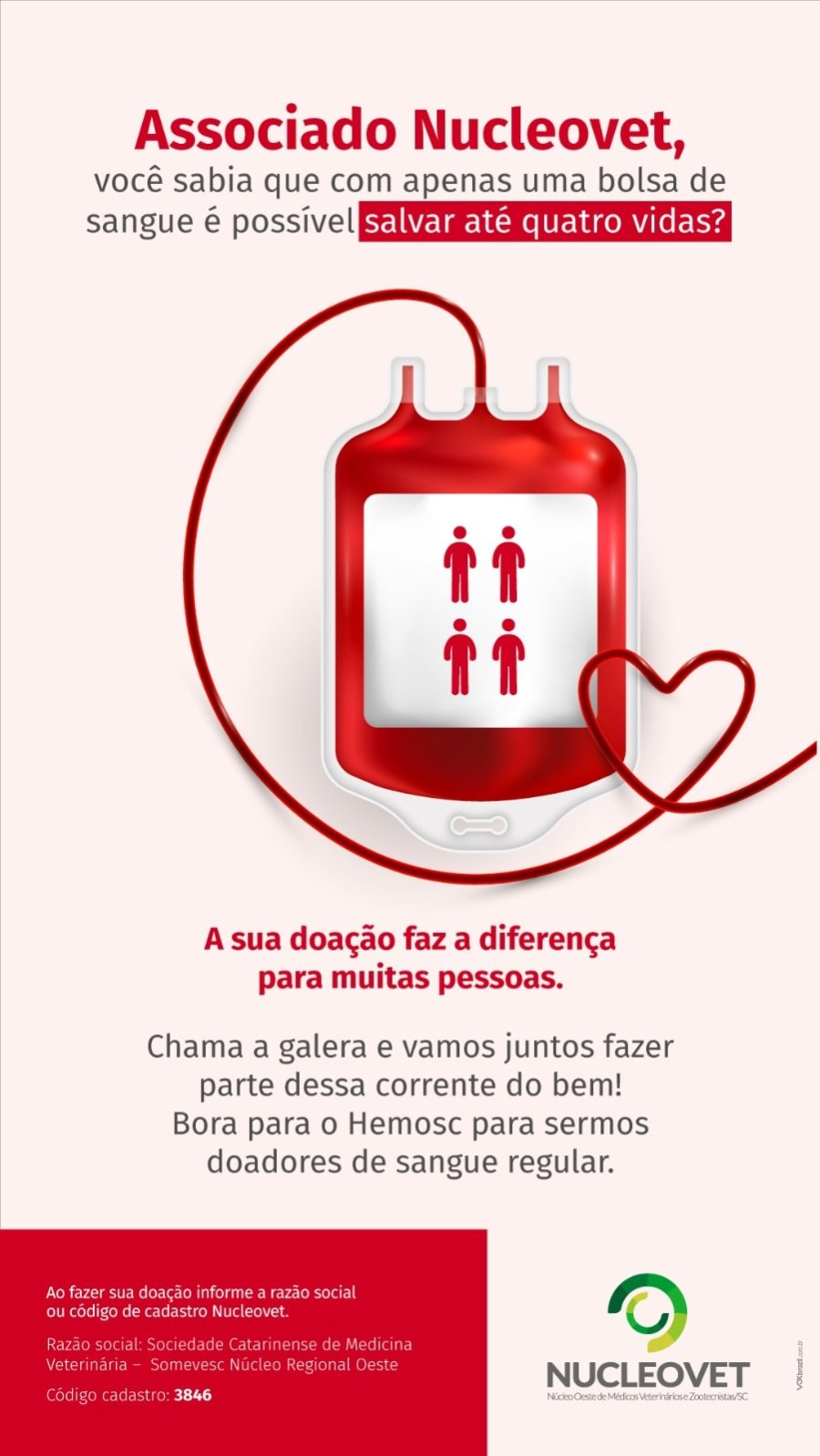 Campanha do Nucleovet incentiva doa&ccedil;&atilde;o de sangue
