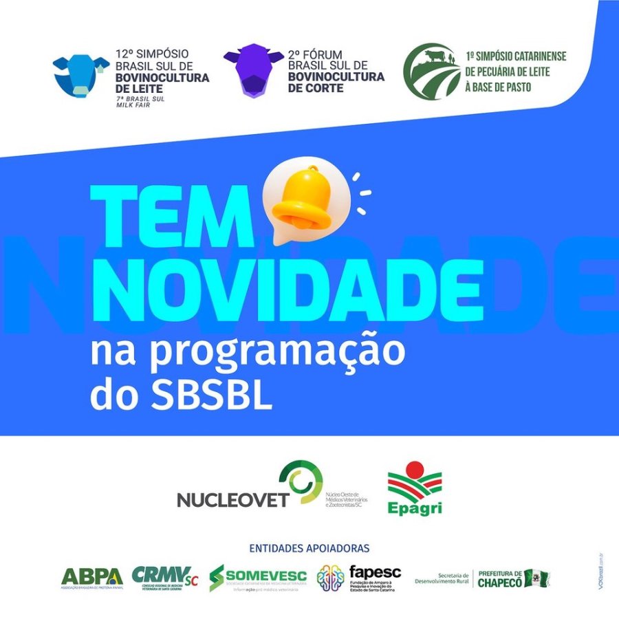 Nucleovet divulga programa&ccedil;&atilde;o do Simp&oacute;sio Brasil Sul de Bovinocultura de Leite
