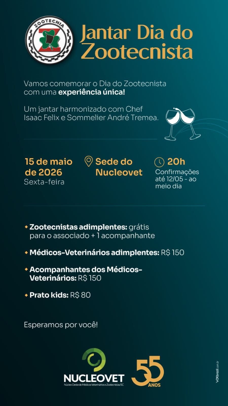 Nucleovet promove jantar harmonizado para celebrar o Dia do Zootecnista