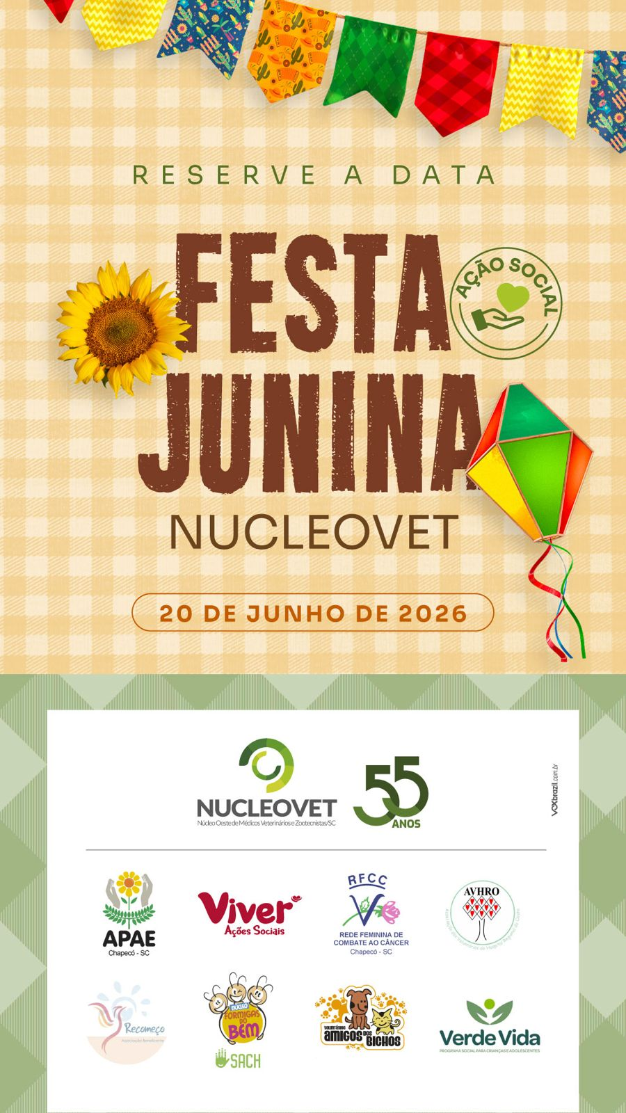 Festa junina beneficente do Nucleovet movimenta Chapec&oacute; no pr&oacute;ximo dia 20
